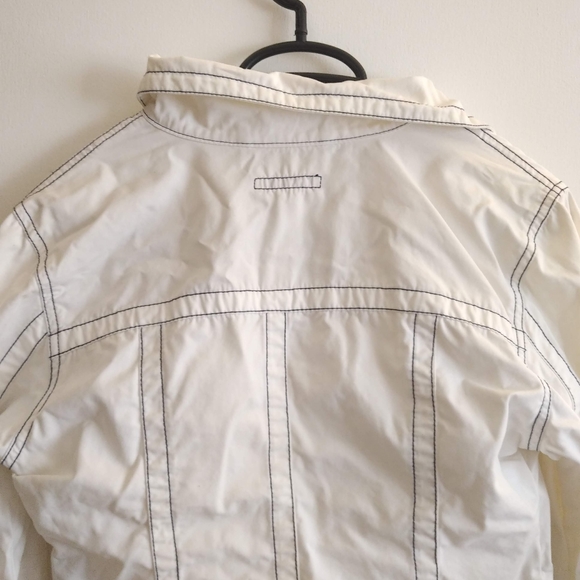 Sand White cotton jacket summer light zipper pockets 4 6 Island Cruise Vacation - Picture 9 of 15